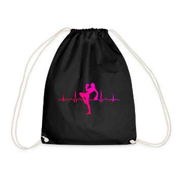 Herren Kickboxen Kickboxer Damen Kickbox - Turnbeutel - Schwarz - Vorne