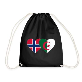 Norway Algeria Flag Heart - Drawstring Bag - black - Front