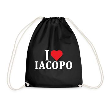 name t-shirt I love Iacopo t-shirt gift idea - Drawstring Bag - black - Front