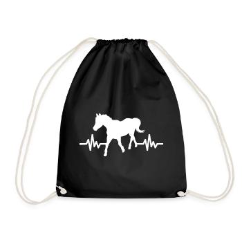 Heartbeat - Horse Stallion Mare Ross Equestrian - Drawstring Bag - black - Front
