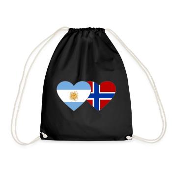 Argentine Norvège Drapeau Coeur - Sac de sport léger - noir - Devant