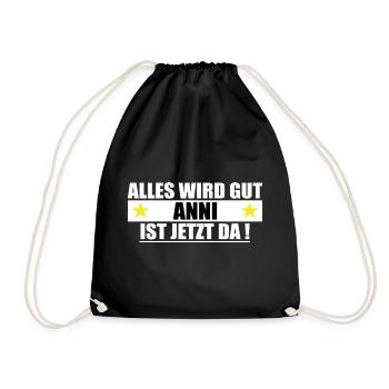 Anni Last Name First Name Birthday - Drawstring Bag - black - Front