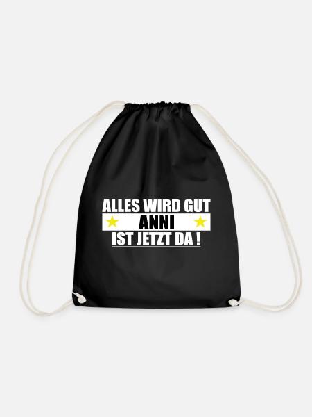 Anni Last Name First Name Birthday - Drawstring Bag - black