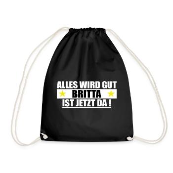 Britta Last Name First Name Birthday - Drawstring Bag - black - Front