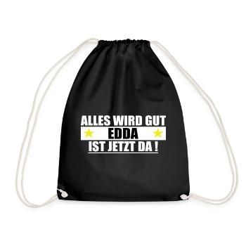 Edda Last name First name Birthday - Drawstring Bag - black - Front