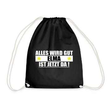 Elma Last Name First Name Birthday - Drawstring Bag - black - Front