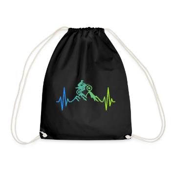 Dirt Biking Heartbeat Motocross Dirt Bike Rider - Drawstring Bag - black - Front