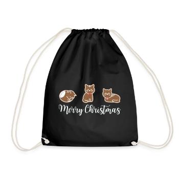 Gingerbread cats wish you a Merry Christmas - Drawstring Bag - black - Front