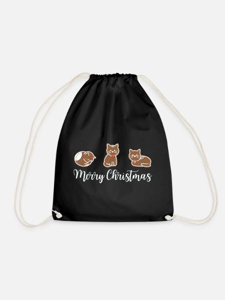 Lebkuchen Katzen wünschen frohe Weihnachten - Turnbeutel - Schwarz