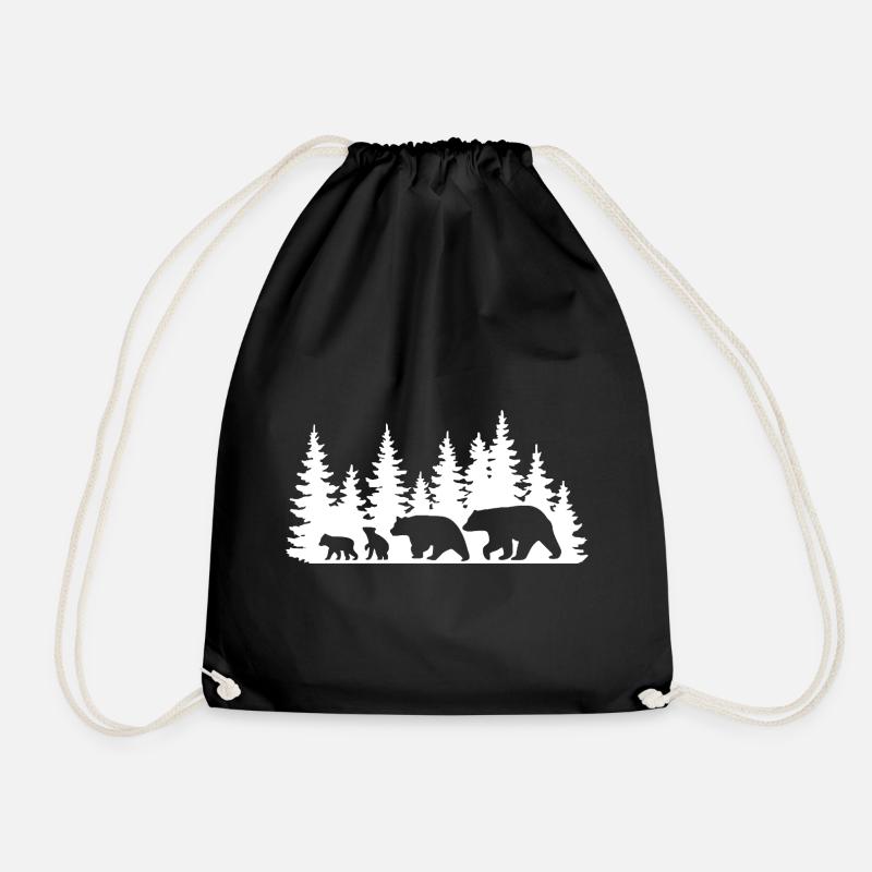 Silhouette Wald Tierwelt Design - Turnbeutel - Schwarz