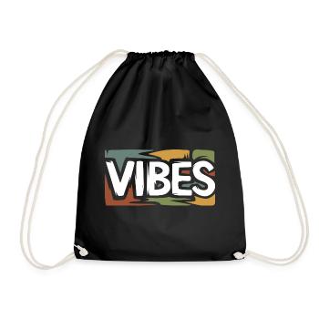 VIBES Retro Streetwear Grafikshirt - Turnbeutel - Schwarz - Vorne