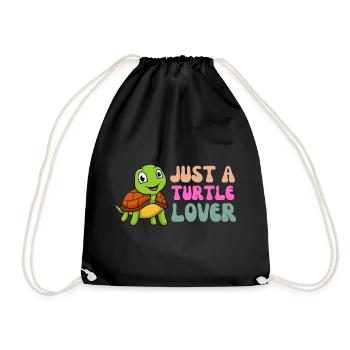 Adorable Turtle Lover Illustration - Drawstring Bag - black - Front