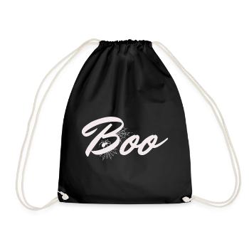 Boo Halloween Spider Web Lettering - Drawstring Bag - black - Front