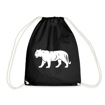 Tiger Walking Stripe Wilderness Vector - Drawstring Bag - black - Front