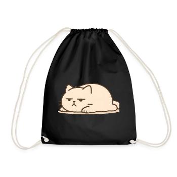 Schlafende Katze im Kawaii Stil - Turnbeutel - Schwarz - Vorne