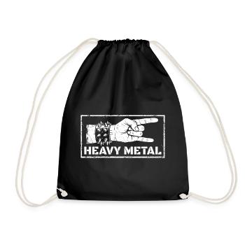 MetalhandHeavy Metal Rock Hand – Distressed Design - Drawstring Bag - black - Front