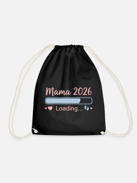 Mama 2026 Loading Pastell Spruch - Turnbeutel - Schwarz