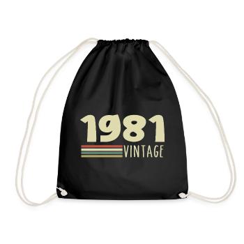 1981-Anniversary-1981-retro-1981 - Drawstring Bag - black - Front