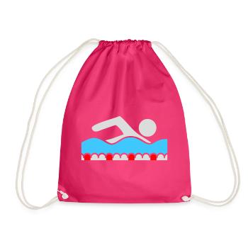 Schwimmer Piktogramm Freistil Welle Pool Sport - Turnbeutel - Fuchsia - Vorne