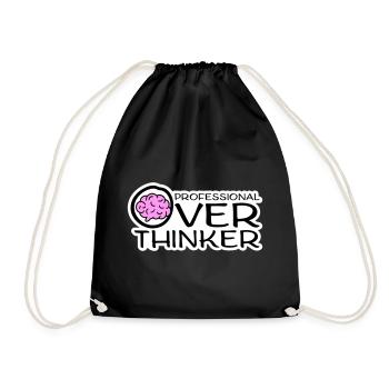 Professional Overthinker Lustig Grübeln Angst Logo - Turnbeutel - Schwarz - Vorne