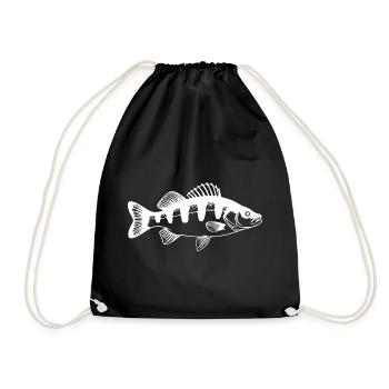 Angler Barsch Fisch Angeln Geschenk Angelsport - Turnbeutel - Schwarz - Vorne