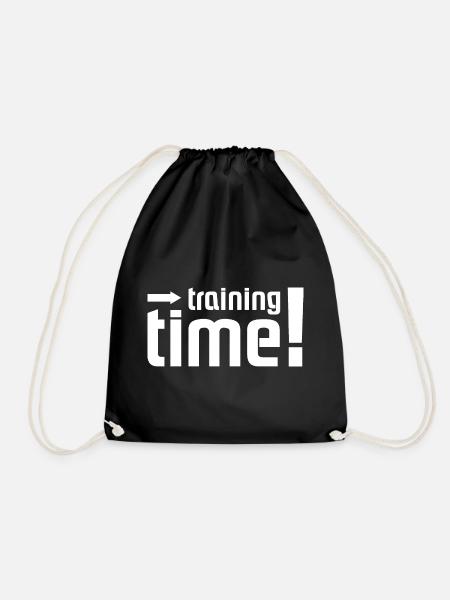 Trainingszeit Sport Fitness Bodybuilding Logo icon - Turnbeutel - Schwarz