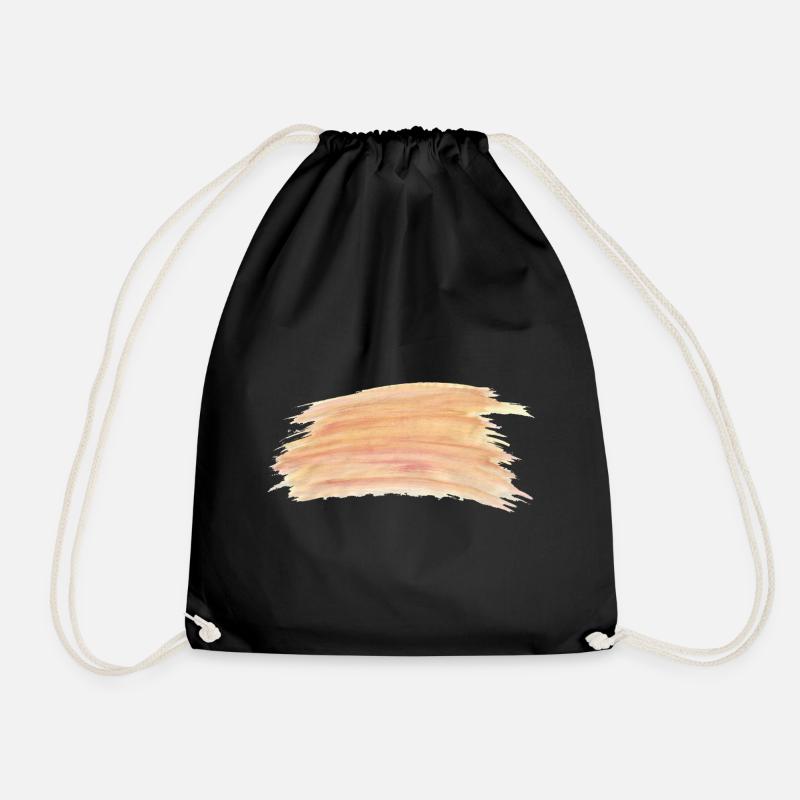 Peach Watercolor Stripes - Drawstring Bag - black