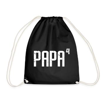 Papa von vier Spaß Geschenk für alle Vater mit 4 Kindern - Turnbeutel - Schwarz - Vorne