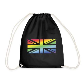 Union Jack / Regenbogenfahne (United Kingdom) - Turnbeutel - Schwarz - Vorne