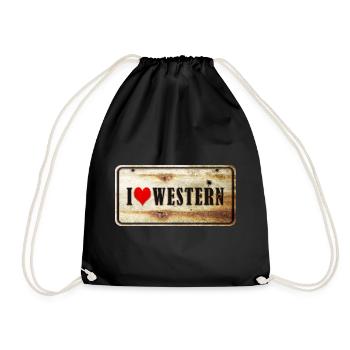 Panneau vintage « I love western » - Sac de sport léger - noir - Devant