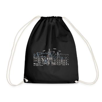 Marburg an der Lahn, Castle, Hesse, Drawing - Drawstring Bag - black - Front