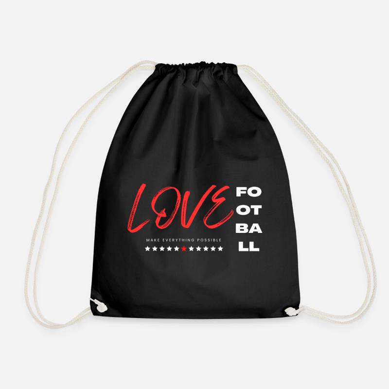 Love football red - Drawstring Bag - black