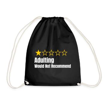Adulting - Would Not Recommend - One Star Rating - Drawstring Bag - black - Front