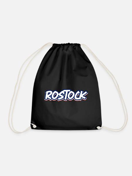 Rostock Schriftzug in blau weiss rot - Turnbeutel - Schwarz