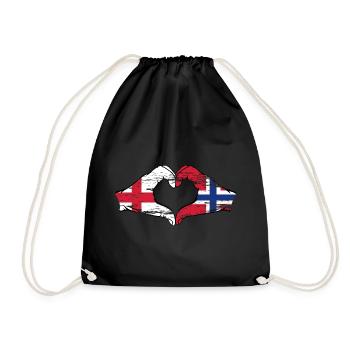 Angleterre Norvège drapeau mains forme coeur utilisé - Sac de sport léger - noir - Devant