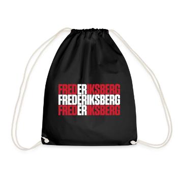 Frederiksberg Denmark Flag - Drawstring Bag - black - Front