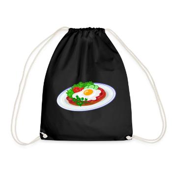 Traditionelles Englisches Frühstück - Turnbeutel - Schwarz - Vorne