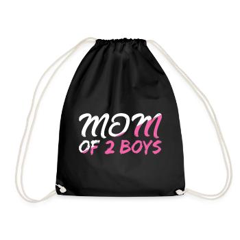Mama von 2 Jungs mit Herz Motiv - Turnbeutel - Schwarz - Vorne