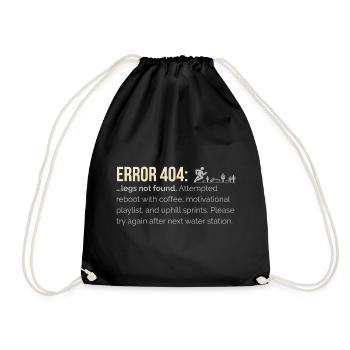 Funny Runner – 404: Legs Not Found with Game - Drawstring Bag - black - Front