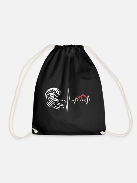 Schwimmender Herzrhythmus Fitnesskunst - Turnbeutel - Schwarz
