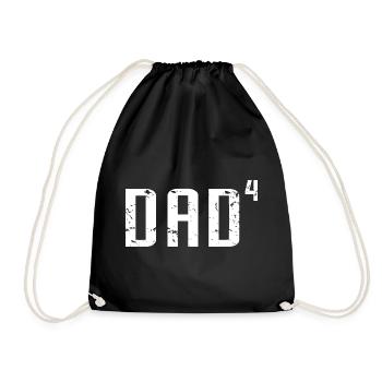DAD Of 4, Father's Day, Father Of Four Kids, Funny - Drawstring Bag - black - Front