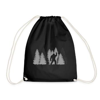 Bigfoot Rock on Sign Sasquatch Yeti Forest - Drawstring Bag - black - Front