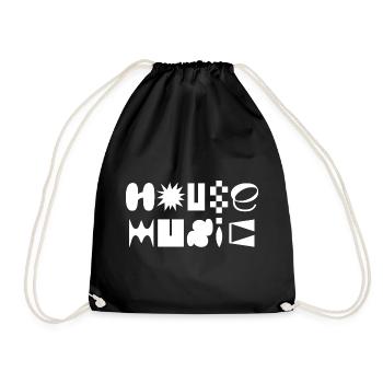 House Music fancy typography logo design T-Shirt - Drawstring Bag - black - Front