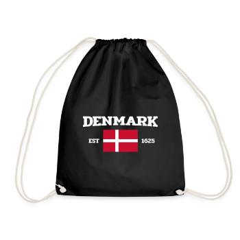 Denmark - Dänemark - Est 1625 - Flagge - Flag - Turnbeutel - Schwarz - Vorne