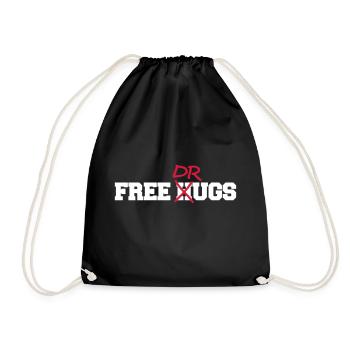 Free Hugs Drugs lustiger Party Drogen Fun Spruch - Turnbeutel - Schwarz - Vorne