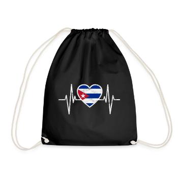 Cuba Kuba Flagge Herz National Havanna Geschenk - Turnbeutel - Schwarz - Vorne