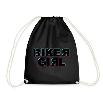 Biker girl glitch - Drawstring Bag - black - Front