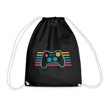 Gamepad Joystick Controller Colorful Gamer - Drawstring Bag - black - Front