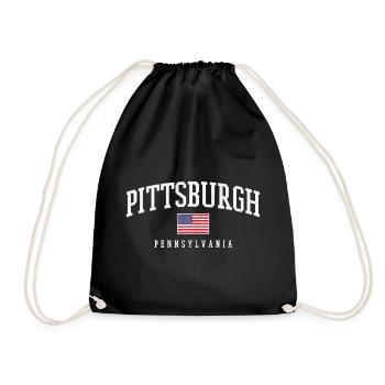 Pittsburgh Arc with Flag - Drawstring Bag - black - Front
