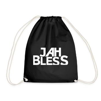 Jah Bless Blockschrift Design - Turnbeutel - Schwarz - Vorne